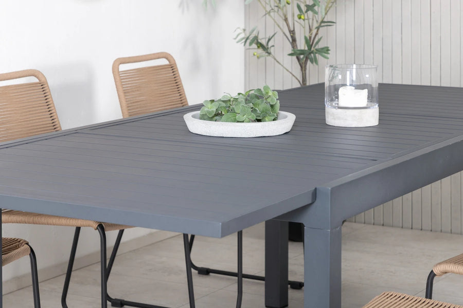 Spisestol Lindos & Marbella 2-pakk + spisebord rektangulært 160 x 100 – brun og svart