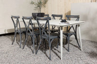 Spisebord Lina & Tablas rektangulært 200 x 90 – beige + spisestol 2-pakk – mørkegrå