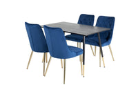 Spisegruppe Dipp & Velvet Deluxe 120 x 85 med 2-pakk spisestoler – svart og blå