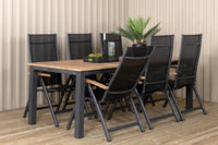 Posisjonsstol Panama 2-pakk + Rektangulært spisebord 224 x 100 – svart