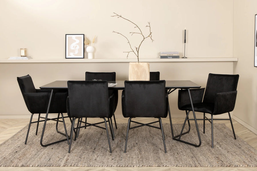Spisegruppe Petra 190 x 90 – svart