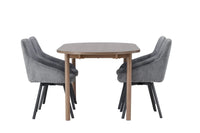 Spisestol Rosie & Andy 2-pakk + Ovalt spisebord 180 x 90 – grå og natur