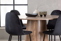 Spisegruppe Polar & Lanzo 2-pakk + Rundt spisebord ⌀120 – svart og natur