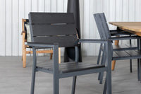 Spisegruppe Julian & Levels rektangulær 210 x 100 + spisestoler 2-pakk – natur og svart