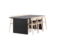 Spisestol 2-pakk + rektangulært spisebord 200 × 100 – beige og svart