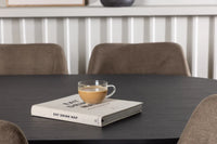 Spisegruppe oval 230 x 115 + spisestol 2-pakk – svart og brun