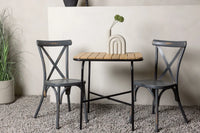 Kafébord Holmbeck & Tablas 70 x 55 + spisestol 2-pakk – natur og mørk grå