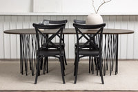 Spisegruppe oval 220 x 100 2-pakk – svart og mocca