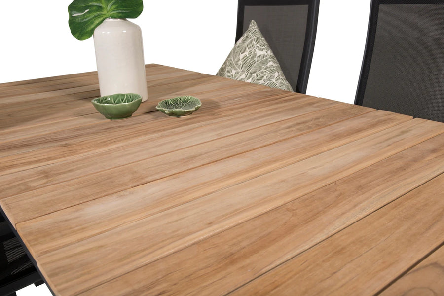 Lenestol Copacabana & Mexico 2-pakk – svart + Spisebord rektangulært 180 x 90 – natur