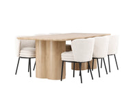 Spisestol Agnes & Olivia 2-pakk + spisebord rektangulært 210 x 100 – hvit og natur