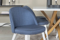 Spisestol Velvet & Piazza 2-pakk blå + Rektangulært spisebord 180 x 90 – blå og hvit