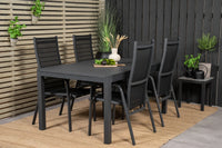 Relaxstol Copacabana & Marbella 2-pakk + Spisebord rektangulært 160 x 100 – svart