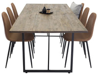 Spisegruppe Padang & Polar 250 x 100 + 2-pakk spisestoler – natur og brun