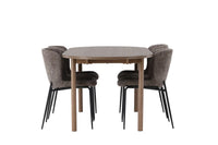 Spisestol Modesto & Andy 2-pakk + Spisebord ovalt 180 x 90 – brun og natur