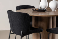 Spisestol Modesto & Olivia 2-pakk – svart + Spisebord rundt ⌀110 – brun