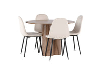 Spisestol Polar & Olivia 2-pakk + Rundt spisebord ⌀110 – beige og brun