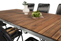 Spisegruppe Zenia 200 × 100 + spisestol 2-pakk – natur og svart