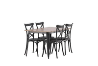Spisestol Crosett & Tempe 2-pakk + Spisebord rektangulært 140 x 80 – svart og valnøtt