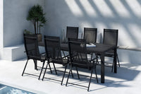 Posisjonsstol Levanzo & Mirko 2-pakk + Spisebord 205 x 90 – svart