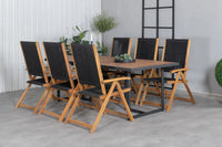 Spisestol Little John & Khung 2-pakk + rektangulært spisebord 200 × 100 – svart og natur