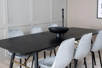 Spisebord rektangulært Gold & Polar 180 x 85 + spisestol 2-pakk – svart og grå