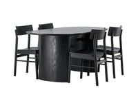 Spisestol Montros & Isolde 2-pakk + Spisebord ovalt 180 x 90 – svart