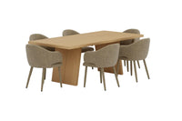 Spisestol Evelin & Logga 2-pakk + Rektangulært spisebord 210 x 100 – beige og natur