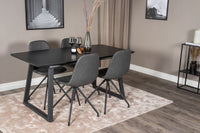 Spisestol Polar & Inca 2-pakk + Rektangulært spisebord 160 x 85 – svart