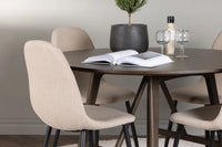 Spisegruppe Kaseidon & Polar Rund ⌀100 + 2-pakk spisestoler – mørkbrun og beige
