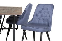 Spisegruppe Padang 250 x 100 + spisestol 2-pakk – natur og blå
