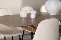 Spisestol Polar & Piazza 2-pakk beige + rektangulært spisebord 180 x 90 – mocca