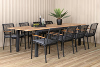Spisestol Dallas & Panama 2-pakk + rektangulært spisebord 224 x 100 – svart