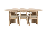 Spisestol Ven & Tyresö 2-pakk + Spisebord ovalt 220 x 100 – hvitvasket