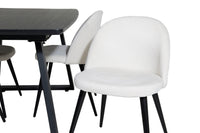 Spisegruppe Inca & Velvet 160 x 85 med 2-pakk spisestoler – svart og krem