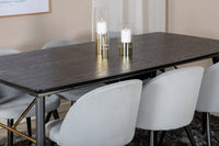 Spisegruppe Gold & Velvet 180 x 85 – svart og lys grå
