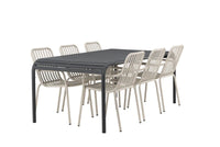 Spisegruppe Borneo & Peking 200 × 100 + 2-pakk spisestoler – svart og beige