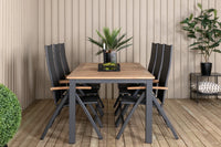 Posisjonsstol Panama 2-pakk + Rektangulært spisebord 224 x 100 – svart