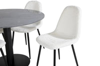 Spisestol Polar & Estelle 2-pakk + Spisebord rundt ⌀106 – hvit og mørk grå