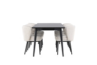 Spisestol Agnes & Ellis 2-pakk – hvit + Rektangulært spisebord 230 x 85 – svart