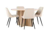 Spisestol Night & Strada 2-pakk – beige + Spisebord rektangulært ⌀120 – whitewash
