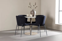 Spisestol 2-pakk Modesto & Lycke + Rundt spisebord ⌀110 – svart og beige