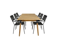 Spisegruppe Julian & Lindos 210 x 100 + spisestol 2-pakk – natur og svart