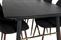 Spisebord Gold & Polar rektangulært 180 x 85 + spisestol 2-pakk – svart
