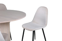 Spisebord Bianca & Polar rundt ⌀110 + Spisestol 2-pakk – whitewash og beige