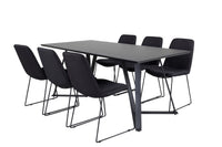 Spisestol 2-pakk + rektangulært spisebord 180 x 90 – svart