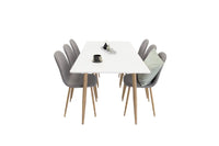 Spisestol Polar 2-pakk + Rektangulært spisebord 180 x 90 – grå og hvit