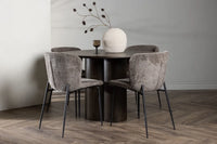 Spisestol Modesto & Olivia 2-pakk + Rundt spisebord ⌀110 – brun og mocca