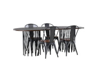 Spisestol Tempe & Stone 2-pakk + Spisebord ovalt 220 x 100 – valnøtt og mokka