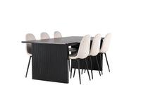 Spisestol Polar & Vail 2-pakk beige + rektangulært spisebord 200 × 100 – svart