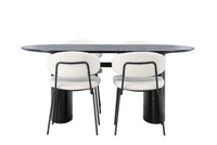 Spisestol Chico & Isolde 2-pakk + Spisebord ovalt 180 x 90 – hvit og svart